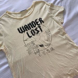 pull & bear pastel yellow short sleeve graphic tee